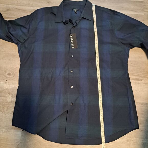 Van Heusen Men's Long Sleeve Never Tuck Shirt Button Up Blue Plaid XL NWT - Picture 9 of 11